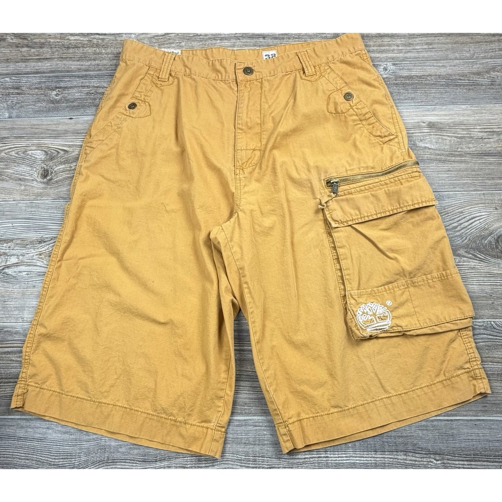 Timberland Mens Cargo Shorts Ripstop Gold Vintage‎ Streetwear Retro Skater 38/15